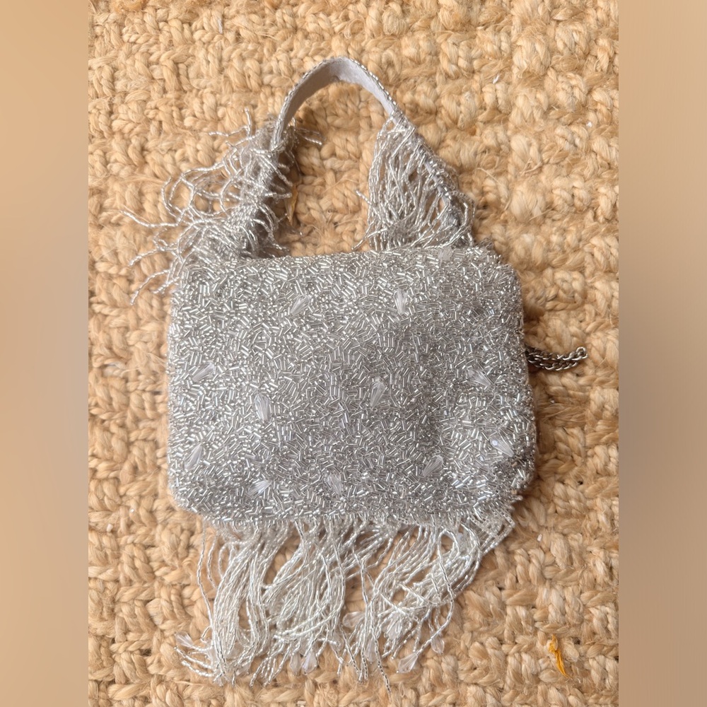 Silver Beaded Fringe Bag - Picture 3 of 4